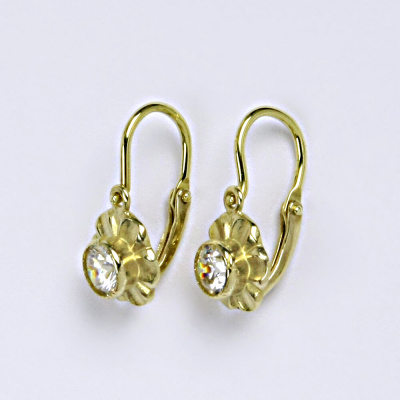 Dětské náušnice zlaté s čirým zirkonem, žluté zlato NK 1381