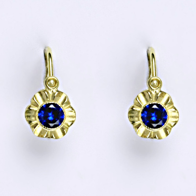 Dětské náušnice zlaté se spinelem, žluté zlato NK 1381 