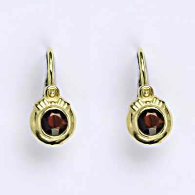 Dětské náušničky zlaté se granátem, žluté zlato NK 1382