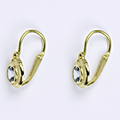 Dětské náušničky zlaté s akvamarínem, žluté zlato NK 1382