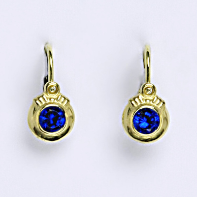 Dětské náušničky zlaté se spinelem, žluté zlato NK 1382