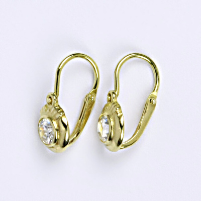 Dětské náušničky zlaté s čirým zirkonem, žluté zlato NK 1382