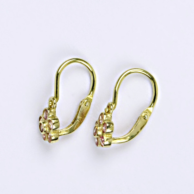 Dětské náušničky zlaté s růžovými zirkony, žluté zlato NK 1384 