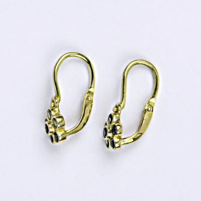 Dětské náušničky zlaté se spinelem a akvamaríny, žluté zlato NK 1384