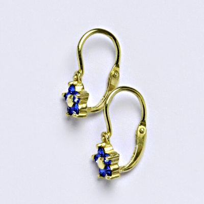 Dětské náušničky zlaté se Swarovski krystalem saphire,žluté zlato,NK 1391 SW