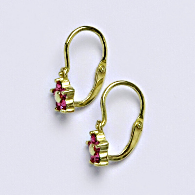 Dětské náušničky zlaté se Swarovski krystalem rose,žluté zlato,NK 1391 SW