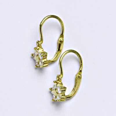 Dětské náušničky zlaté se zirkony lavender, žluté zlato, NK 1391