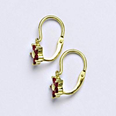 Dětské náušničky zlaté se syntetickým rubínem, žluté zlato, NK 1391