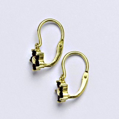 Dětské náušničky zlaté s přírodním granátem, žluté zlato, NK 1391