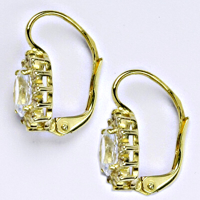 Zlaté náušnice Kate, žluté i bílé zlato ,čirý zirkon 7x5 mm - VE 247