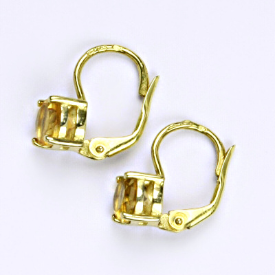 Zlaté náušnice, přírodní citrín 6 mm, žluté i bílé zlato - NK 1250 