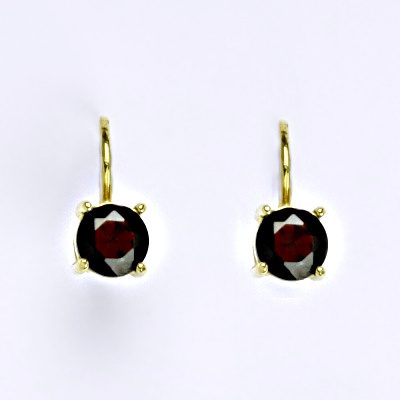 Zlaté náušnice, přírodní granát 6 mm, žluté i bílé zlato - NK 1250