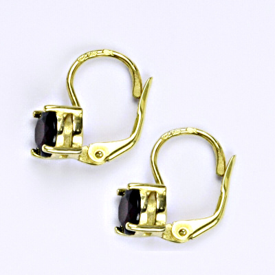 Zlaté náušnice, přírodní granát 6 mm, žluté i bílé zlato - NK 1250