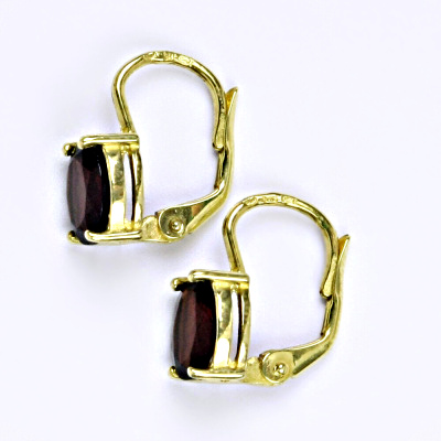 Zlaté náušnice, přírodní granát, žluté i bílé zlato - NK 1245