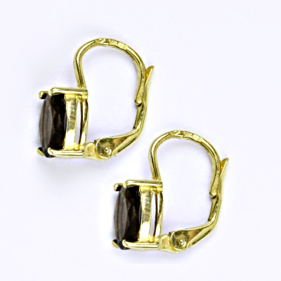 Zlaté náušnice, přírodní záhněda, žluté i bílé zlato - NK 1245