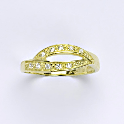 Zlatý prsten se zirkony, žluté zlato 14 ct, váha 2,76 g, T 1416 v.v