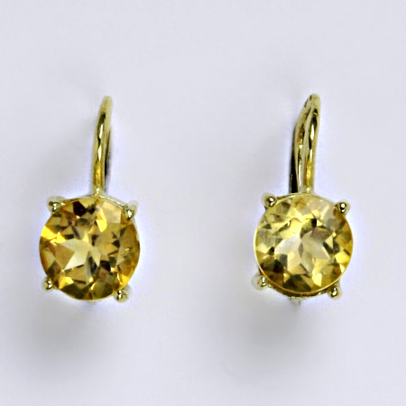 Zlaté náušnice,přírodní citrín pálený 8 mm , žluté i bílé zlato 14 ct - NK 1357
