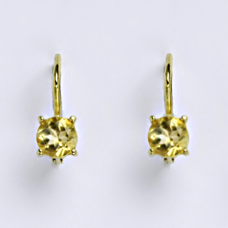 Zlaté náušnice, přírodní citrín pálený, žluté zlato - NK 1251