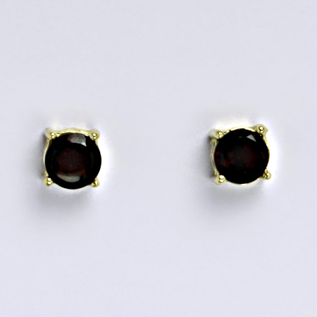 Zlaté náušnice, přírodní granát, žluté zlato - NŠ 1251 