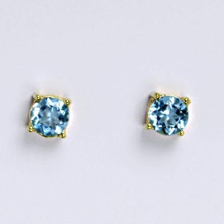 Zlaté náušnice, přírodní topaz swiss, žluté zlato - NŠ 1251