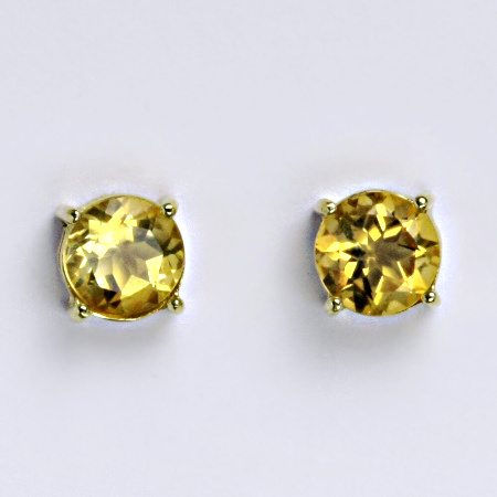 Zlaté náušnice,přírodní citrín pálený, žluté zlato 14 ct, NŠ 1252