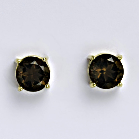 Zlaté náušnice ,přírodní záhněda, žluté i bílé zlato - NŠ 1252 