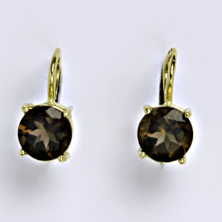 Zlaté náušnice ,přírodní záhněda, žluté i bílé zlato - NK 1252