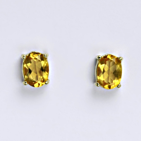 Zlaté náušnice,přírodní citrín pálený, žluté zlato 14 ct, váha 1,74 g,NŠ 1246