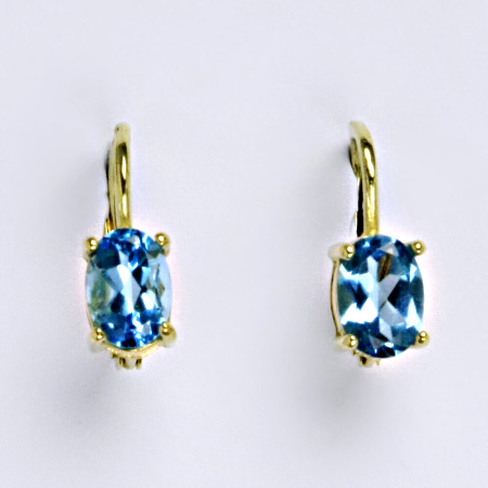 Zlaté náušnice, žluté i bílé zlato ,přírodní topaz swiss - NK 1246