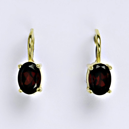 Zlaté náušnice , žluté i bílé zlato ,přírodní granát - NK 1246