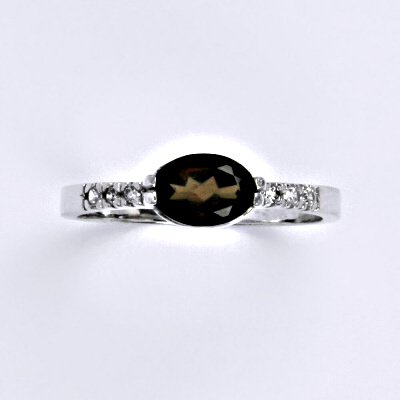 Zlatý prsten, přírodní záhněda, bílé i žluté zlato - VR 237