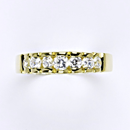 Zlatý prsten, žluté i bílé zlato ,čiré zirkony - T 1129 