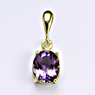 Zlatý přívěšek s přírodním ametystem 10x8 mm,žluté i bílé zlato, P 1242/22