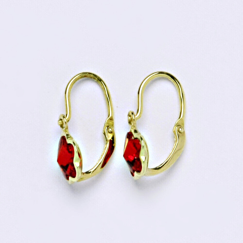 1 NK 1297 Dětské náušnice žluté zlato, krystal Swarovski siam