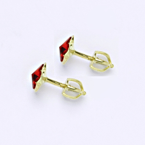 NŠ 1297 Zlaté náušnice na šroubek, žluté zlato, krystal Swarovski light siam