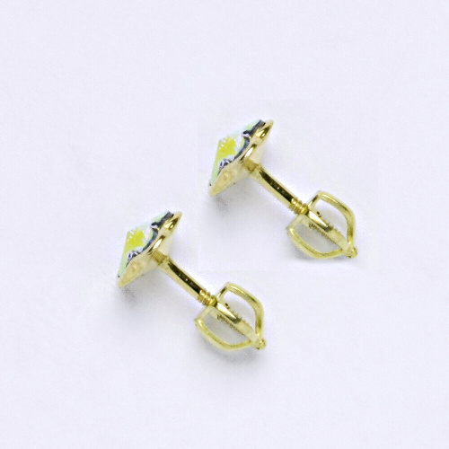 NŠ 1297 Zlaté náušnice na šroubek, žluté zlato, krystal AB Swarovski