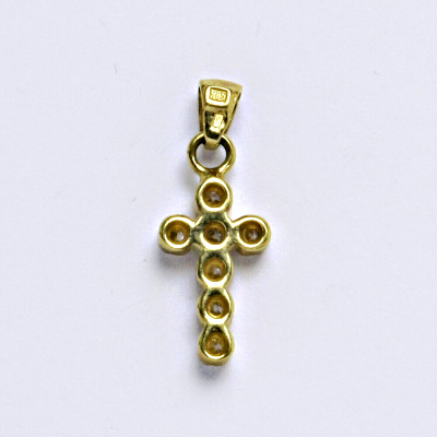 Zlatý přívěsek křížek , žluté zlato , čiré zirkony - 618 poslední kus
