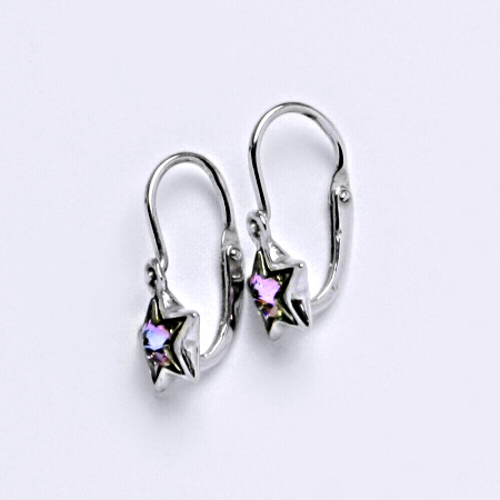 NK 1326 Dětské náušnice, bílé zlato se Swarovski krystalem vitrail light