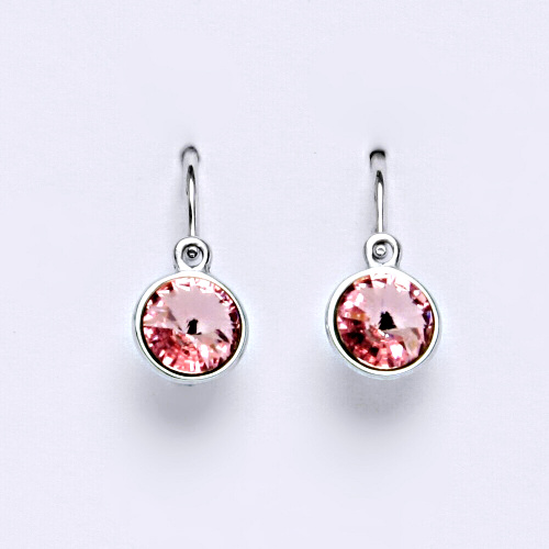 Dětské náušnice, bílé zlato, kolečka se Swarovski krystalem light rose NK 1336