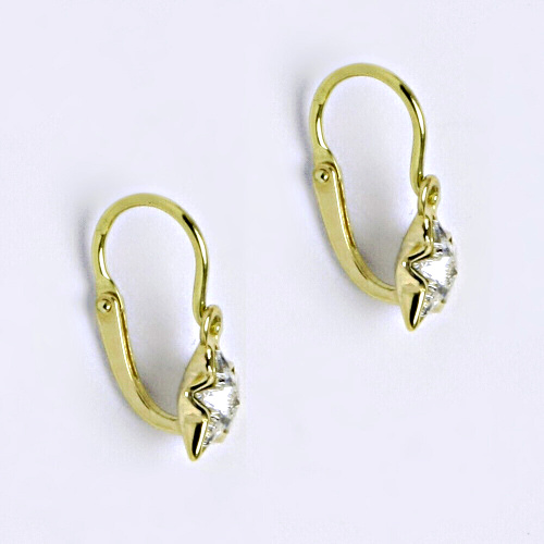 Dětské náušnice, žluté zlato, hvězdičky se Swarovski krystalem bílá NK 1326