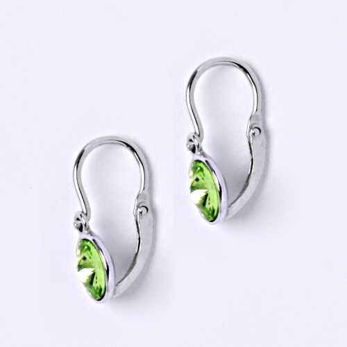 Dětské náušnice, bílé zlato, kolečka se Swarovski krystalem NK 1336 peridot