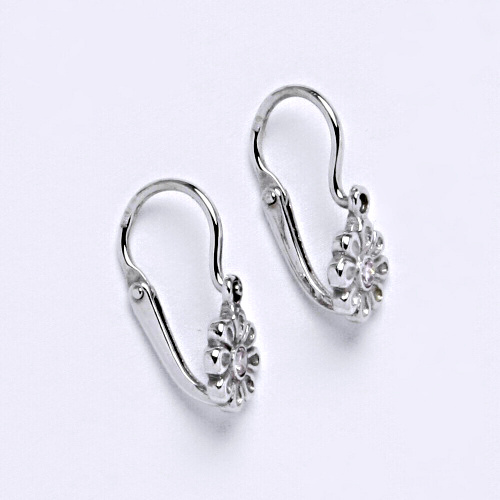 Dětské Stříbrné náušnice kytičky , pink zirkon - VE 175 