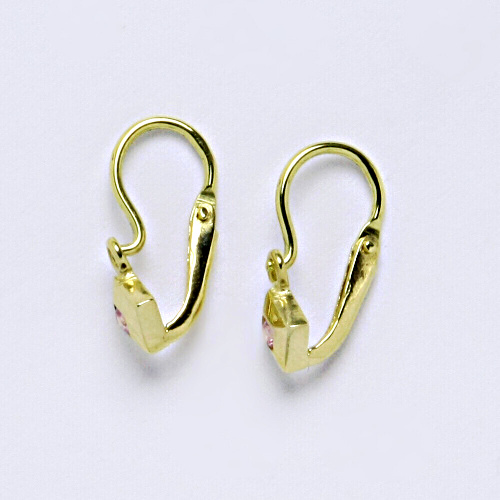 Dětské náušnice ze žlutého zlata 585/1000 VE 39 pink