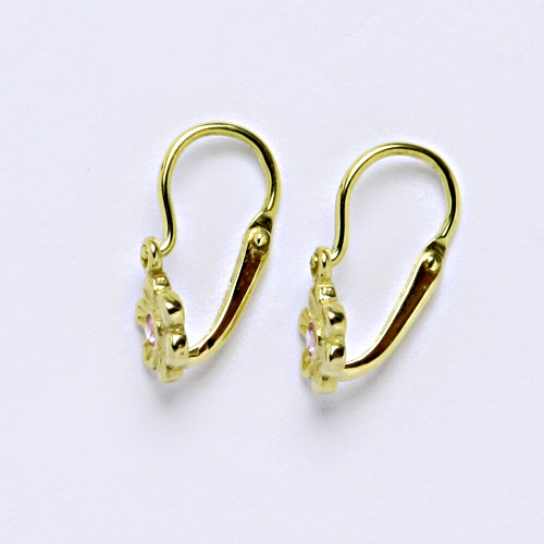 Dětské náušnice ze žlutého zlata 585/1000 VE 185 pink