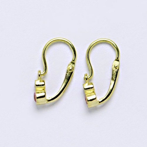 Dětské zlaté náušnice , žluté i bílé zlato ,zirkon čirý a pink - VE 179