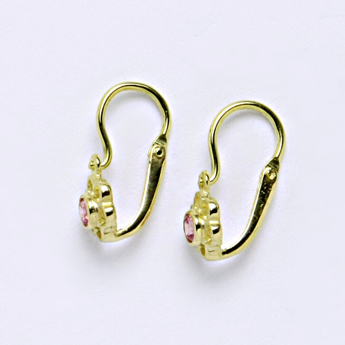 Dětské náušnice ze žlutého zlata 585/1000 VE 197 pink