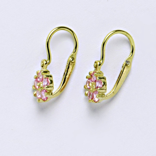 Dětské náušnice ze žlutého zlata 585/1000 VE 202 pink
