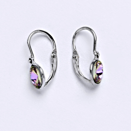 Dětské náušnice, bílé zlato, kolečka se Swarovski krystalem barva Vitrail Light NK 1336