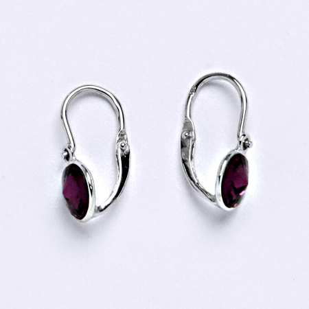 Dětské náušnice, bílé zlato, kolečka se Swarovski krystalem barva Ametyst NK 1336