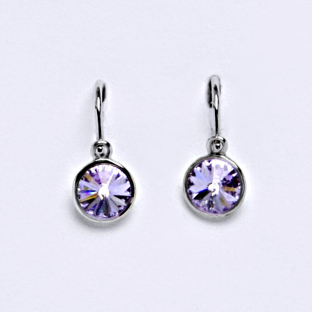 Dětské náušnice, bílé zlato, kolečka se Swarovski krystalem barva Violet NK 1336